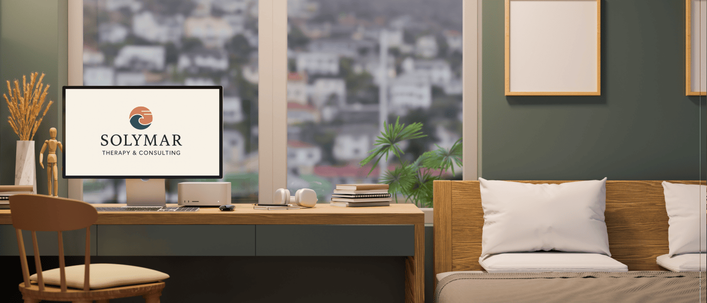 Hotel room with business work on desk